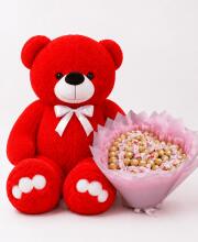 Мишка Ветли 140 см Красный+Сладкий букет "Sweet Heart"