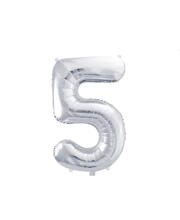 Шарик фольгированный цифра  ''5'' серебро