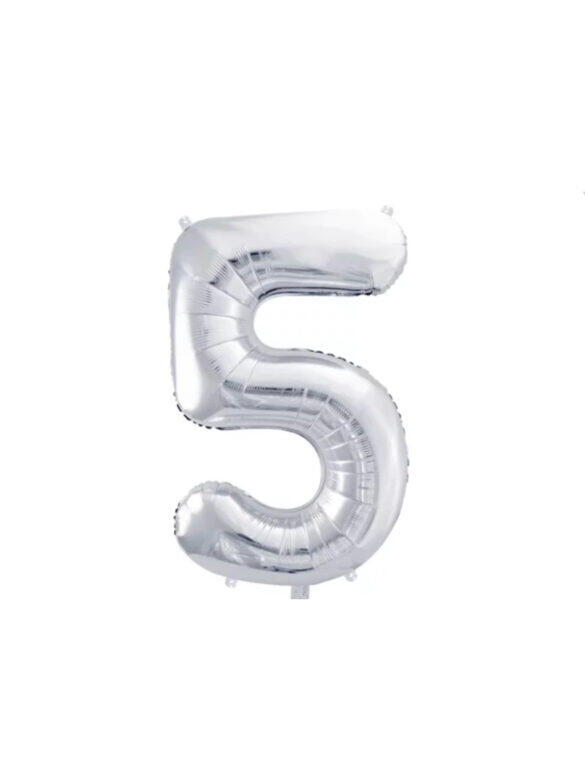 Шарик фольгированный цифра  ''5'' серебро