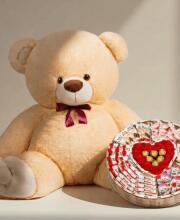 Мишка Томик 200 см Персик + Сладкий бокс с Kinder и Ferrero