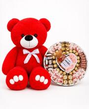 Ведмедик Ветлі 140 см червоний + Подарунковий набір для мами Sweet Mom Box
