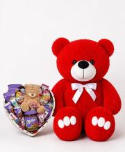 Ведмедик Ветлі 140 см червоний + Подарунковий набір-бокс Sweet Teddy Box