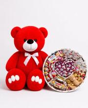 Ведмедик Ветлі 140 см червоний + Подарунковий набір-бокс для неї Teddy Love Box