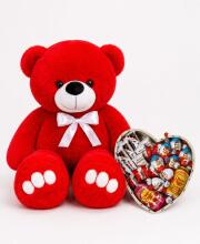Ведмедик Ветлі 140 см червоний + Солодкий бокс для неї Happy Treats