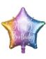 Шарик фольгированный звезда Happy Birthday омбре, 40cm"