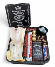 Подарунковий бокс "Справжньому чоловіку"  з Jack Daniels, склянками і каменями для віскі №55