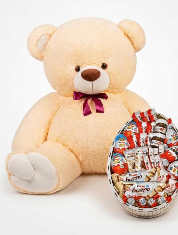 Мишка Томик 200 см Персик + Kinder Surprise box