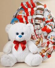 Мишка Томик 80 см Белый + Kinder Surprise box