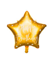 Шарик фольгированная "золотая звезда Happy Birthday"
