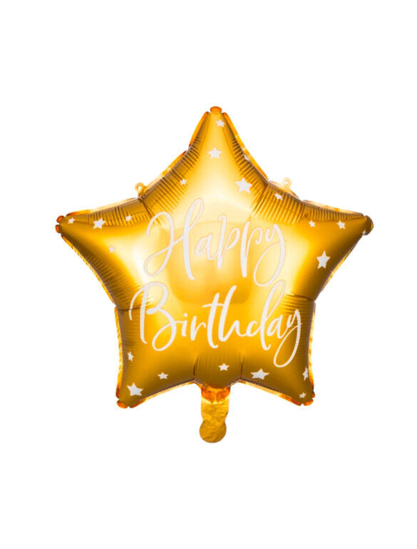 Шарик фольгированная "золотая звезда Happy Birthday"