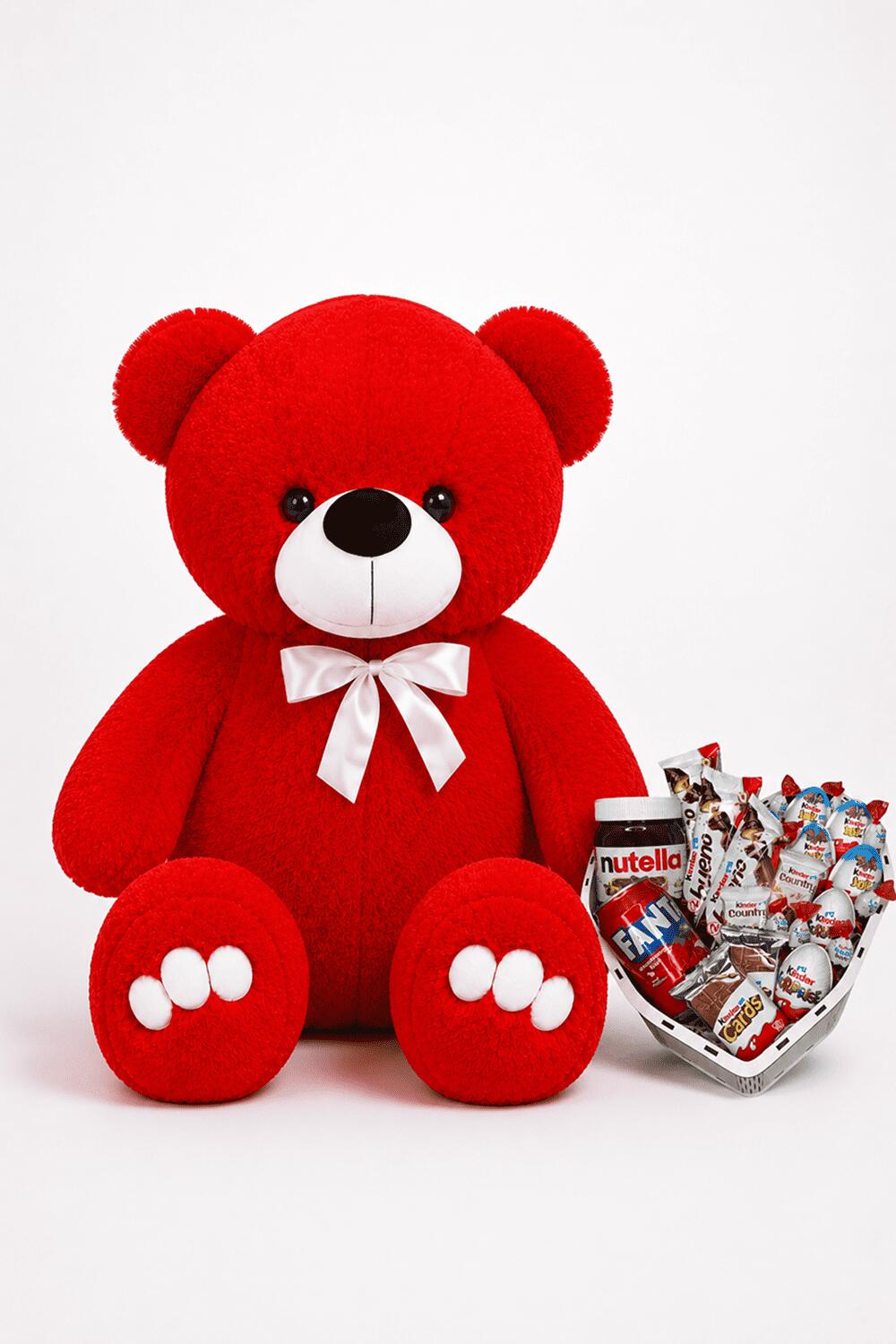 Ведмедик Ветлі 140 см червоний + Солодкий бокс із Kinder ChocoMood