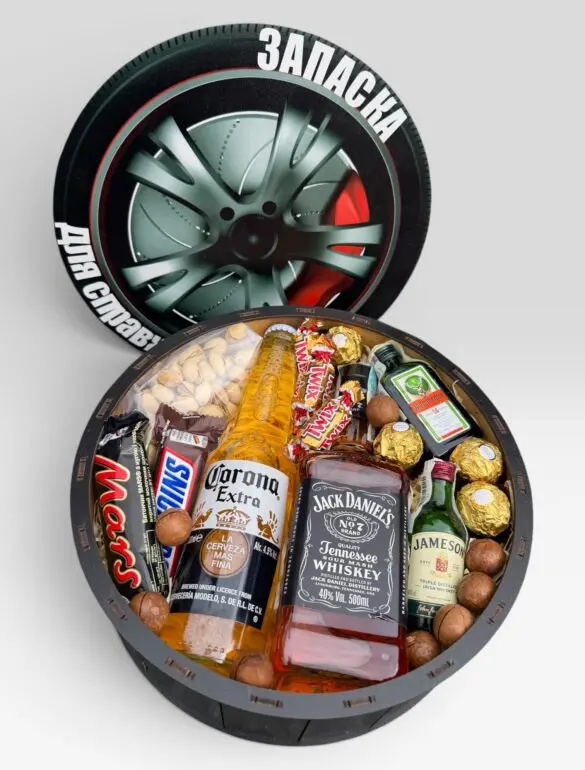 Подарочный набор бокс для него с пивом и Jack Daniel's "Запаска для Настоящего Мужчины" №122