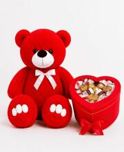 Ведмедик Ветлі 140 см червоний + Подарунковий набір-бокс для неї Red Heart Sweet Luxury