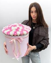 Букет 87шт. "Royal Romance" белых и розовых роз из мыла