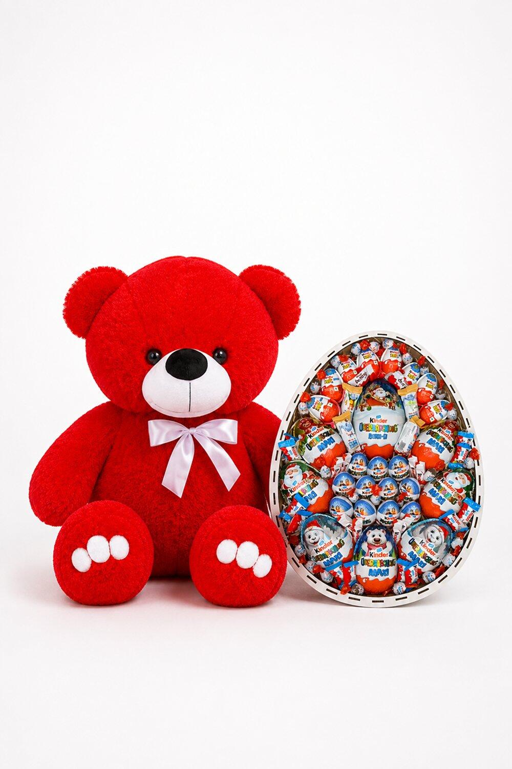 Ведмедик Ветлі 140 см червоний + Подарунковий набір Mega Christmas Sweet Box