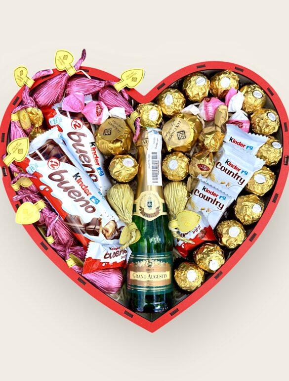 Подарунковий набір бокс для неї "Golden Sparkling Heart" №188