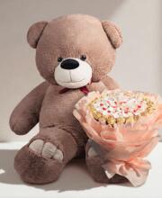 Мишка Ветли 200 см Капучино + Букет из конфет Candy Bloom