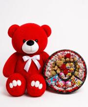 Ведмедик Ветлі 140 см червоний + Подарунковий набір-бокс для неї Teddy Choco Fantasy
