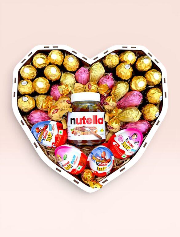 Подарунковий набір бокс для неї "Nutella Kinder Heart" №206