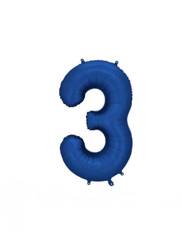Шарик фольгированный цифра  ''3'' синий
