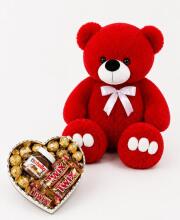 Ведмедик Ветлі 140 см червоний + Подарунковий набір-бокс Twix Lover's Dream