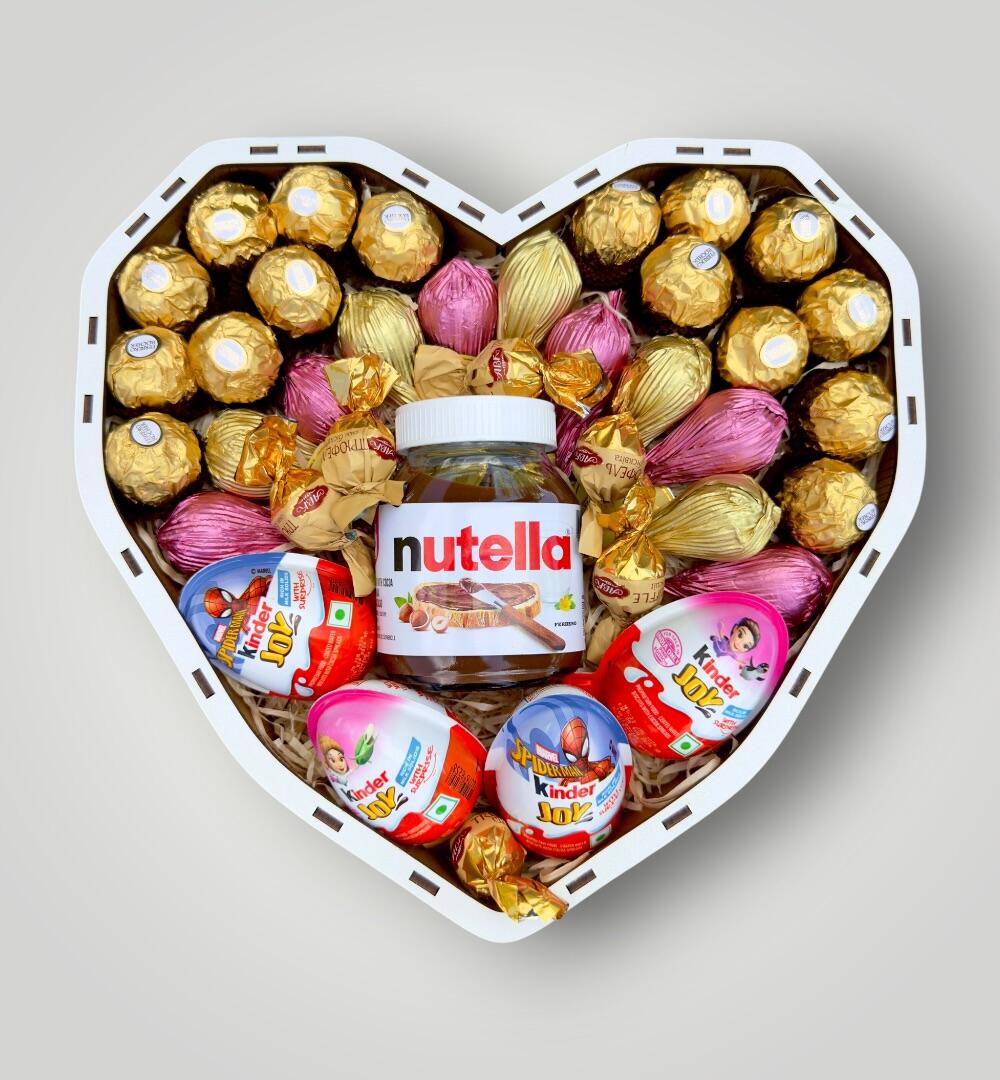 Подарунковий набір бокс для неї "Nutella Kinder Heart" №206