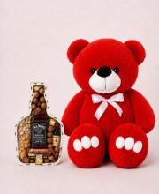 Ведмедик Ветлі 140 см червоний + Подарунковий набір-бокс для нього Jack Daniel's