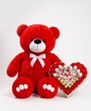 Ведмедик Ветлі 140 см червоний + Подарунковий набір-бокс для дівчаток Kinder Heart