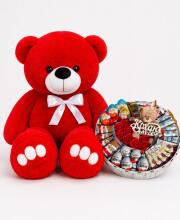 Ведмедик Ветлі 140 см червоний + Подарунок для неї Sweet Love Story Box