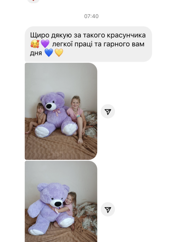 Плюшевий ведмедик Томік 160 см, 1.6 м Фіолетовий - фото №5