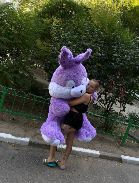 Плюшевый зайка 200 см 2 м Фиолетовый - фото №6