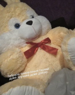 Фото з відгуку покупця про Плюшевий зайка 100 см 1 м Персиковий