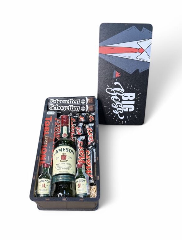 Крафтовий подарунковий набір бокс для нього з алкоголем Jameson №12 - фото №1