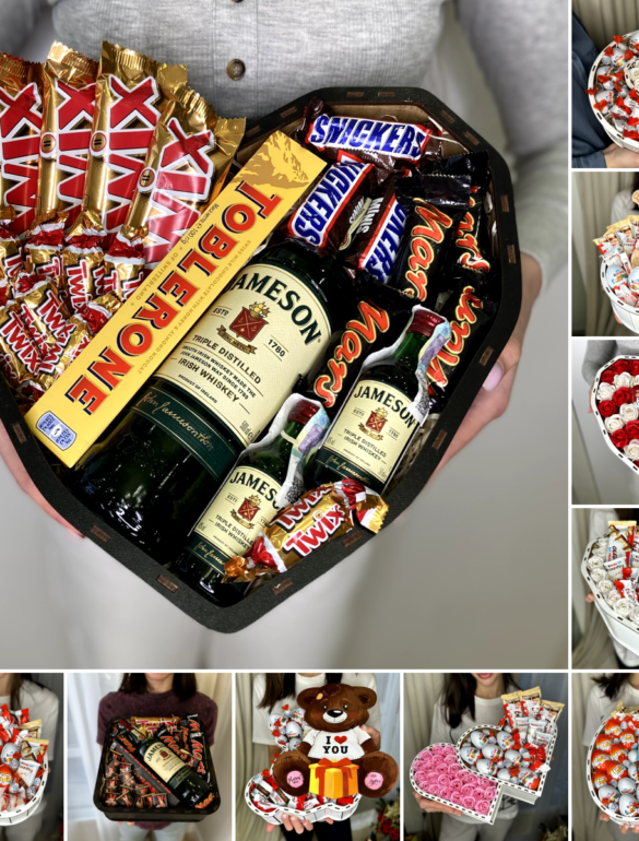 Крафтовий подарунковий набір бокс шоколадний серце з Jameson №23 - фото №3