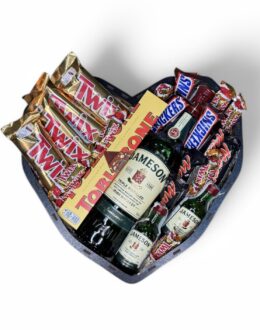 Крафтовий подарунковий набір бокс шоколадний серце з Jameson №23