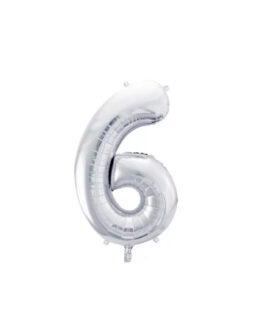 Шарик фольгированный цифра  ''6'' серебро