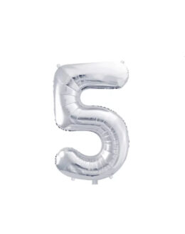 Шарик фольгированный цифра  ''5'' серебро