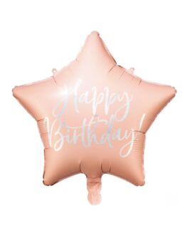 Шарик фольгированный "Розовая звезда Happy Birthday"