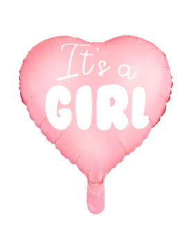 Шарик фольгированный сердце -  It's a girl, 45см"