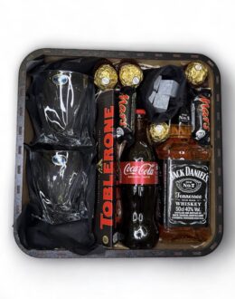 Подарунковий бокс для нього з Jack Daniels, склянками і каменями для віскі №54
