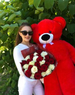 Фото з відгуку покупця про Ведмедик Томік 160 см Червоний