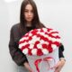 Букет 87шт. красных и белых роз из мыла 