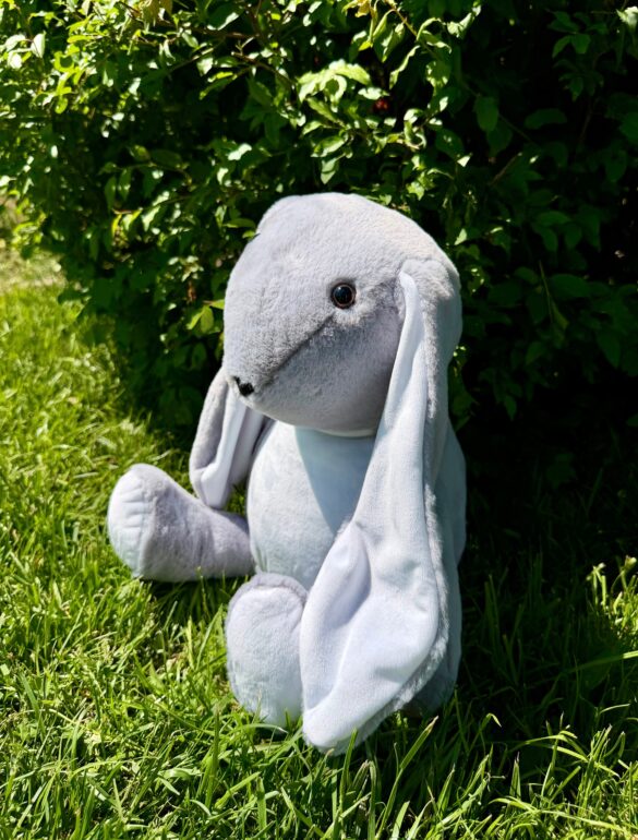 Зайка Хрустик 60 см Серый с белым животиком - фото №4