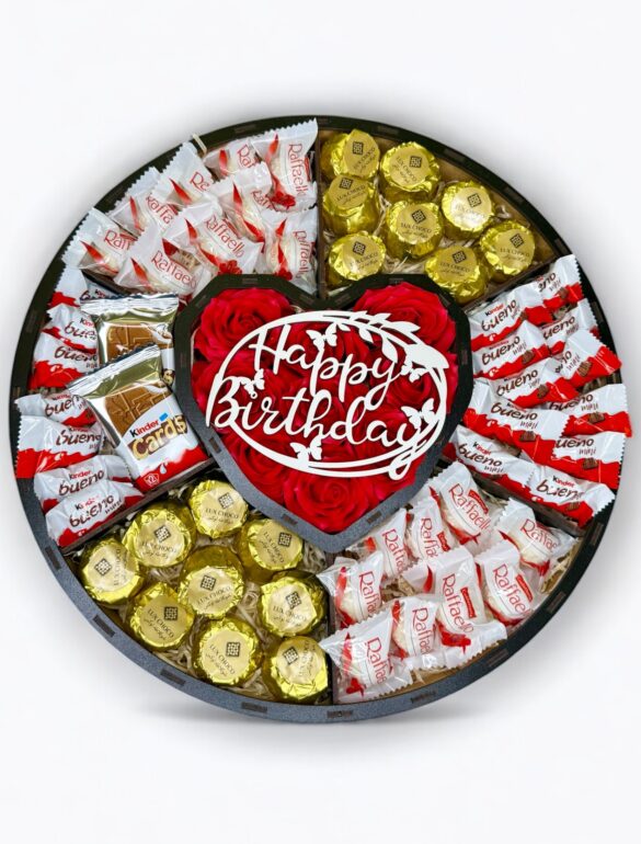 Ведмедик Ветлі 140 см червоний + Солодкий набір-бокс Chocolate Happy Birthday - фото №2