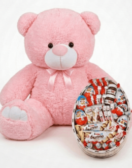 Ведмедик Ветлі 140 см Рожевий + Kinder Surprise box