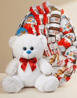 Мишка Томик 80 см Белый + Kinder Surprise box