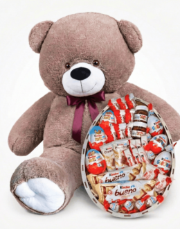 Мишка Ветли 160 см Капучино + Kinder Surprise box