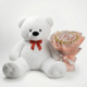 Мишка Томик 160 см Белый + Букет из конфет Candy Bloom