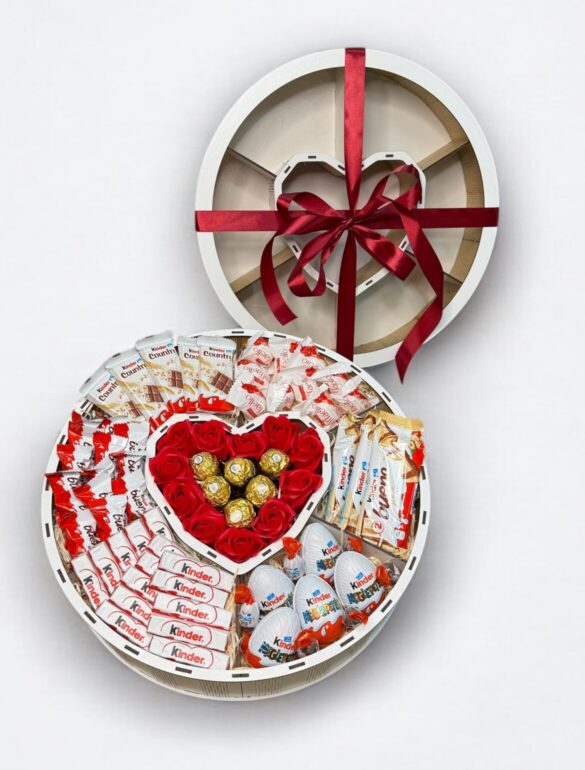 Мишка Томик 100 см Серый + Сладкий бокс с Kinder и Ferrero - фото №2