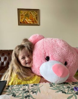 Фото з відгуку покупця про Ведмедик Томік 160 см Рожевий